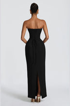 Elegant black sweetheart strapless wedding guest dress by Graceprom