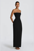 Elegant Column Sweetheart Strapless Corset Back Floor Length Wedding Guest Dress