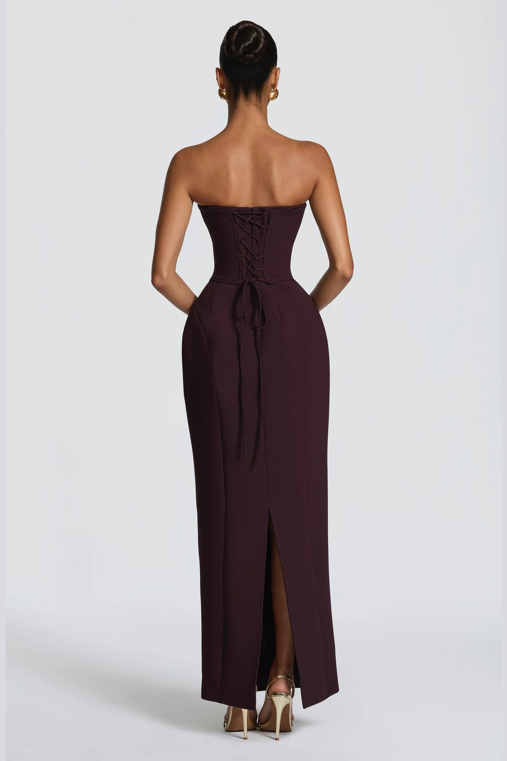 Elegant Column Sweetheart Strapless Corset Back Floor Length Wedding Guest Dress