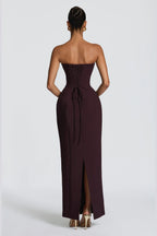 Elegant Column Sweetheart Strapless Corset Back Floor Length Wedding Guest Dress