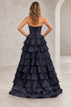 Dreamy A Line Strapless Straight Neck Lace Up Long Prom Dress