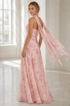Romantic A-Line Strapless Sleeveless Open-Back Floor-Length Wedding Guest Dress