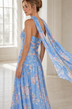 Romantic A-Line Strapless Sleeveless Open-Back Floor-Length Wedding Guest Dress