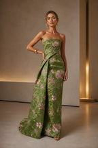Refined A-Line Strapless Sleeveless Zipper-Back Floor-Length Wedding Guest Dress