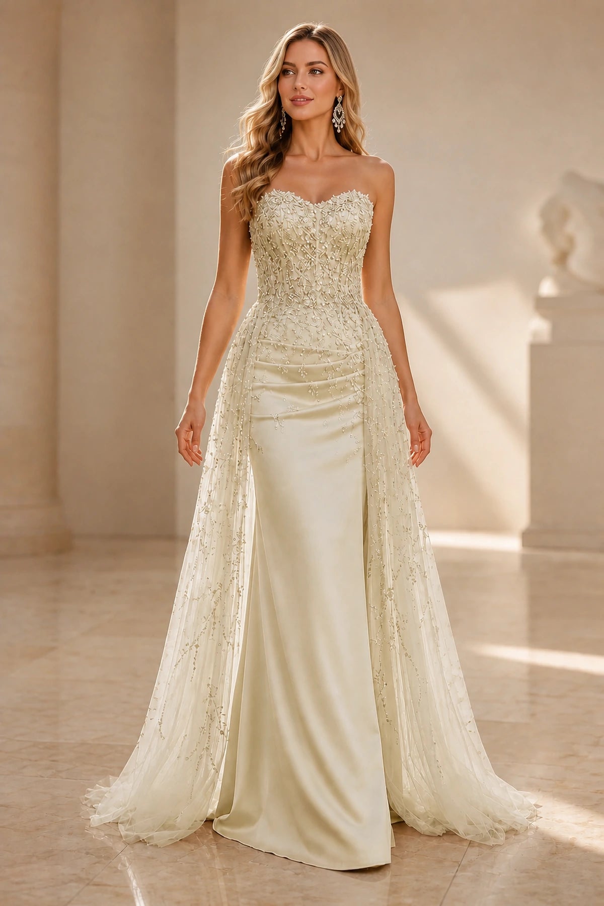 Radiant Sheath Sweetheart Strapless Zipper-Back Floor-Length Wedding Guest Dress