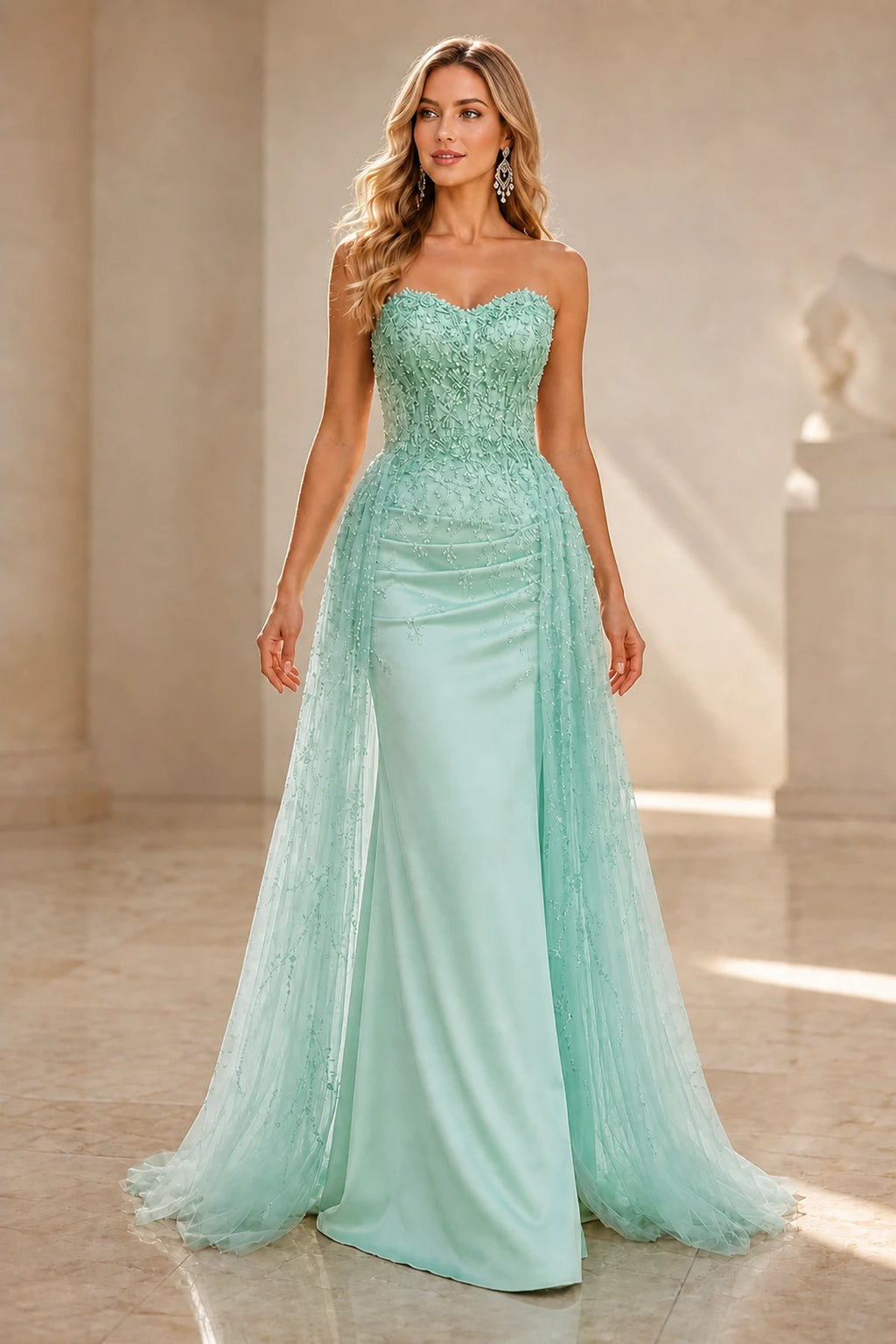 Radiant Sheath Sweetheart Strapless Zipper-Back Floor-Length Wedding Guest Dress