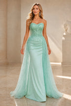 Radiant Sheath Sweetheart Strapless Zipper-Back Floor-Length Wedding Guest Dress