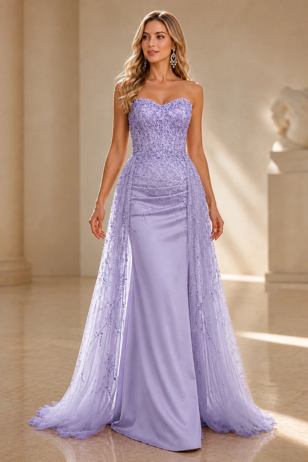 Radiant Sheath Sweetheart Strapless Zipper-Back Floor-Length Wedding Guest Dress