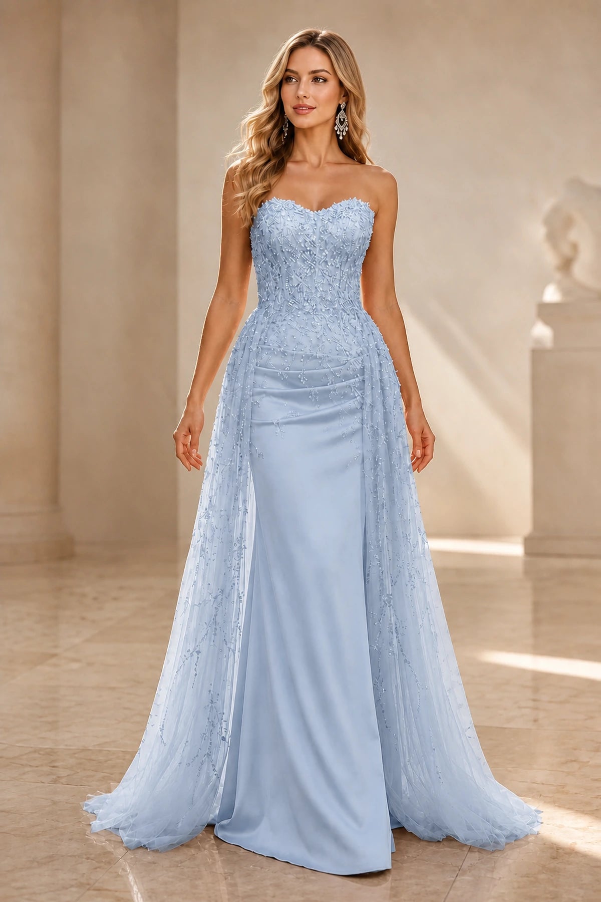 Radiant Sheath Sweetheart Strapless Zipper-Back Floor-Length Wedding Guest Dress