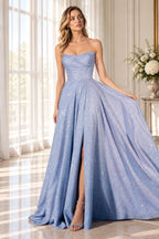 Elegant Strapless A Line Sweetheart Sleeveless Long Prom Dress