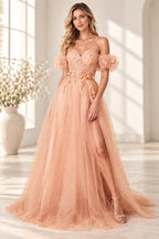 Romantic A Line Sweetheart Off Shoulder Corset Back Long Prom Dress