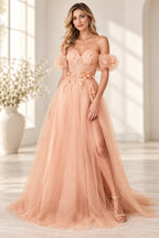 Romantic A Line Sweetheart Off Shoulder Corset Back Long Prom Dress