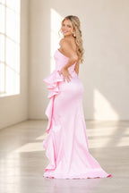 blush-pink-strapless-ruffle-wedding-guest-dress-back.webp