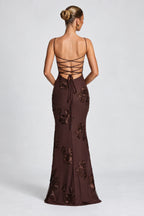 Elegant Floral Mermaid Sweetheart Spaghetti-Strap Lace-Up Back Floor-Length Bridesmaid Dress
