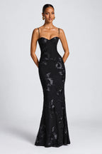Elegant Floral Mermaid Sweetheart Spaghetti-Strap Lace-Up Back Floor-Length Bridesmaid Dress