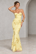 Elegant Floral Mermaid Sweetheart Spaghetti-Strap Lace-Up Back Floor-Length Bridesmaid Dress