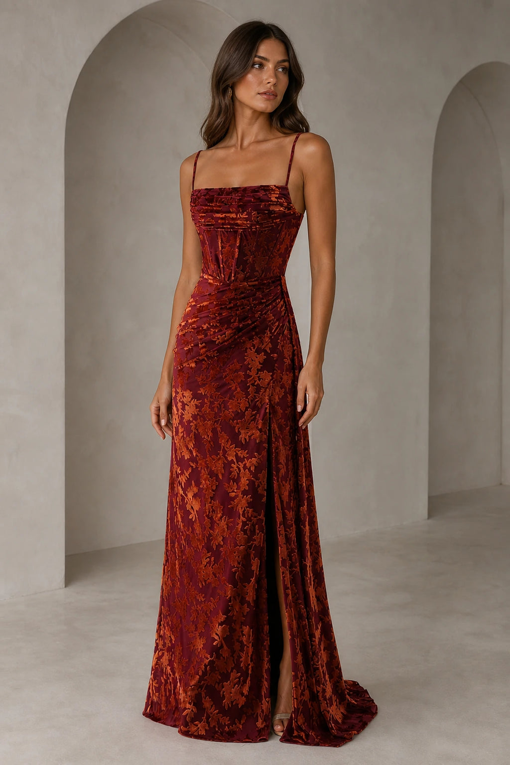 Romantic A-Line Square Neck Sleeveless Low Back Floor-Length Wedding Guest Dress