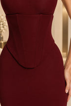 Elegant Sheath Halter Neck Corset Lace Up Back Midi Prom Dress