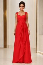Refined A-Line Sweetheart Lace Cap Sleeve Keyhole Back Long Wedding Guest Dress