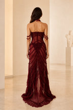 Romantic Sheath Off Shoulder Short Sleeve Corset Back Floor Length Prom Dress