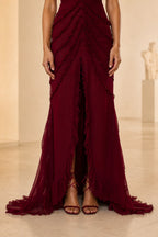 Romantic Sheath Off Shoulder Short Sleeve Corset Back Floor Length Prom Dress
