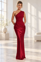 Elegant Mermaid One Shoulder Sleeveless Asymmetrical Back Long Bridesmaid Dress