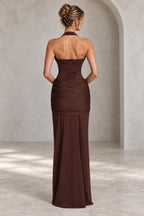 Elegant Ruched Halter Sweetheart Mermaid Wedding Guest Dress