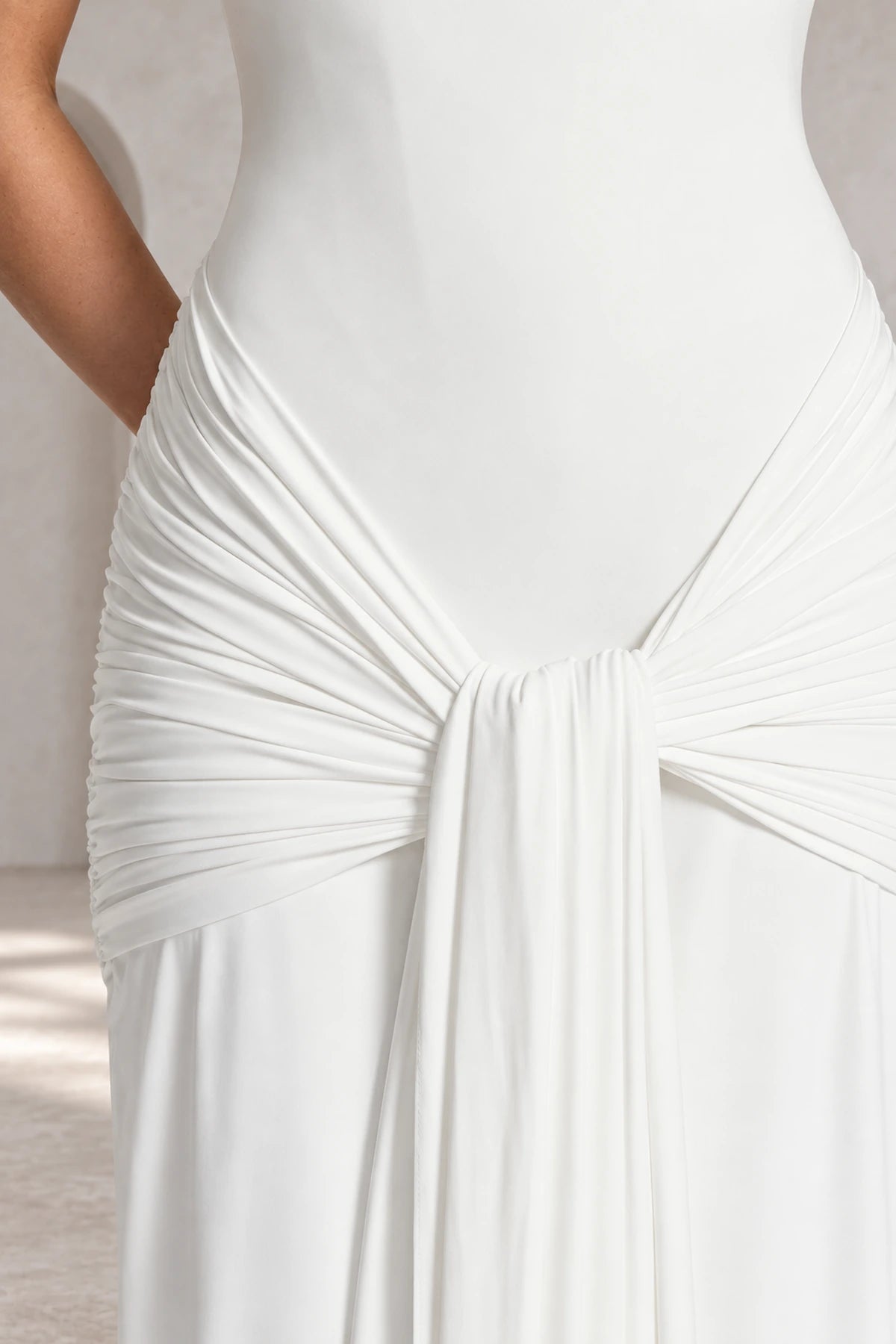 Elegant Ruched Halter Sweetheart Mermaid Wedding Guest Dress