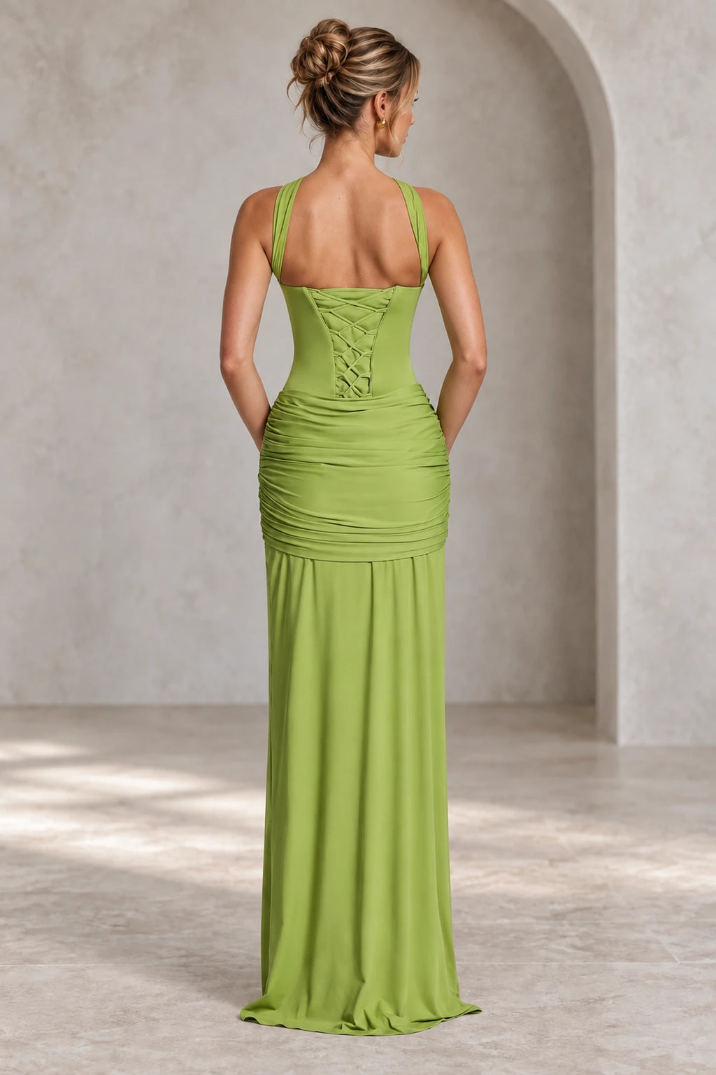 Elegant Ruched Halter Sweetheart Mermaid Wedding Guest Dress