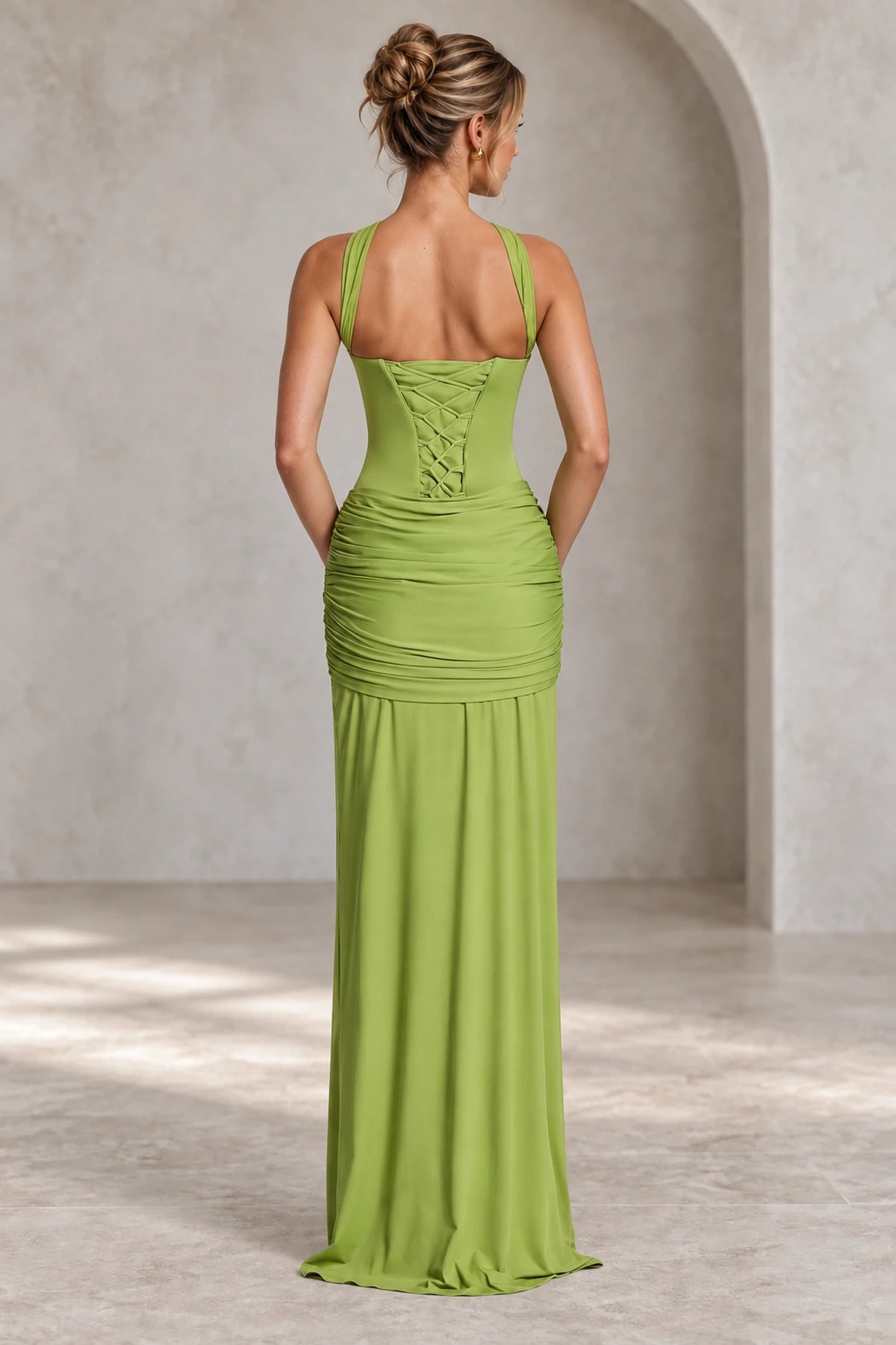 Elegant Ruched Halter Sweetheart Mermaid Wedding Guest Dress