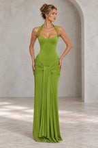 Elegant Ruched Halter Sweetheart Mermaid Wedding Guest Dress