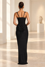 Elegant Square Neck Sleeveless Lace Up Back Long Bridesmaid Dress