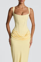 Elegant Square Neck Sleeveless Lace Up Back Long Bridesmaid Dress