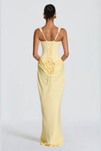Elegant Square Neck Sleeveless Lace Up Back Long Bridesmaid Dress
