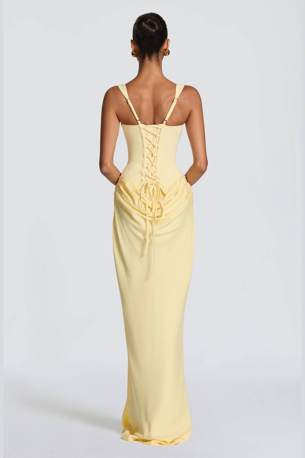 Elegant Square Neck Sleeveless Lace Up Back Long Bridesmaid Dress