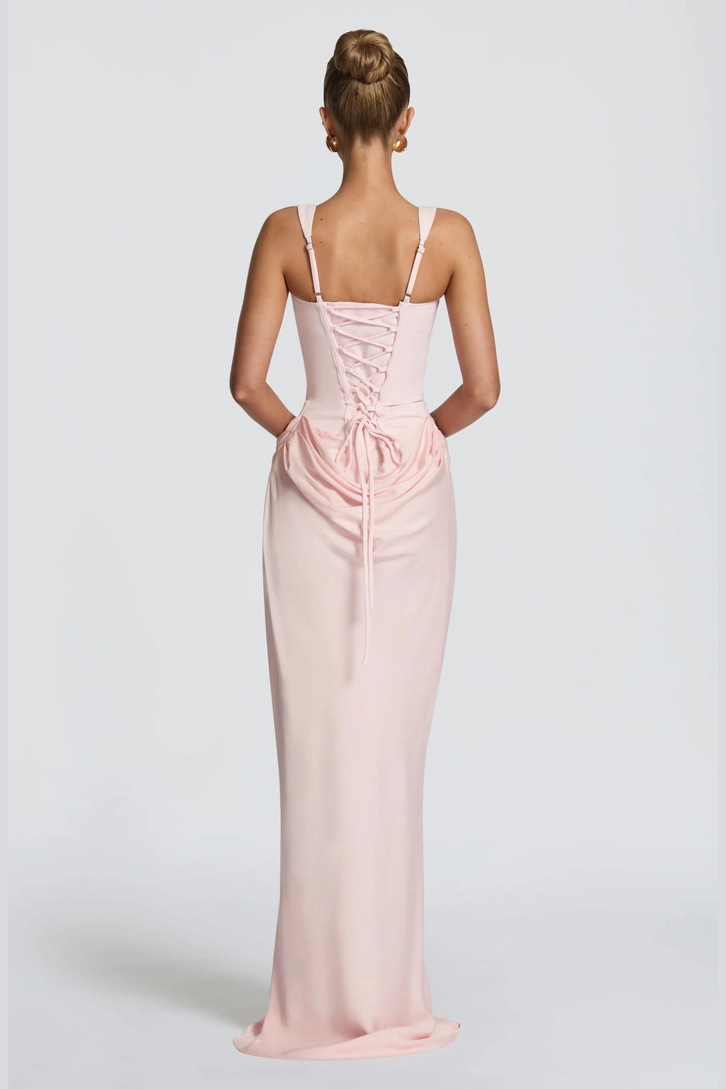 Elegant Square Neck Sleeveless Lace Up Back Long Bridesmaid Dress