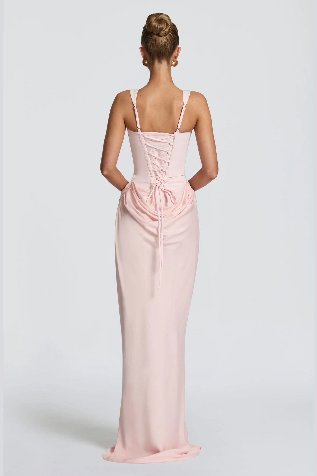 Elegant Square Neck Sleeveless Lace Up Back Long Bridesmaid Dress