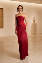 Sophisticated Sheath Strapless Sleeveless Zip Back Long Bridesmaid Dress
