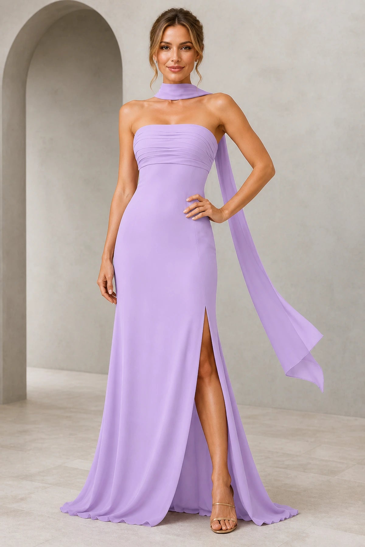 Sophisticated Sheath Straight Neck Sleeveless Zip Back Floor Length Bridesmaid Dress