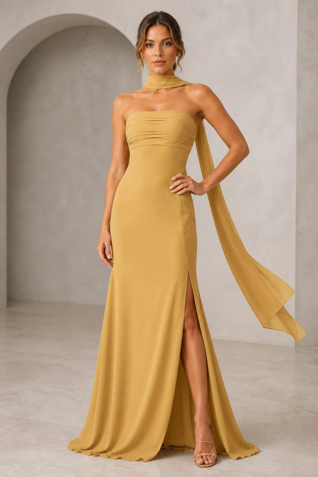 Sophisticated Sheath Straight Neck Sleeveless Zip Back Floor Length Bridesmaid Dress