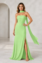 Sophisticated Sheath Straight Neck Sleeveless Zip Back Floor Length Bridesmaid Dress