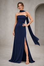 Sophisticated Sheath Straight Neck Sleeveless Zip Back Floor Length Bridesmaid Dress