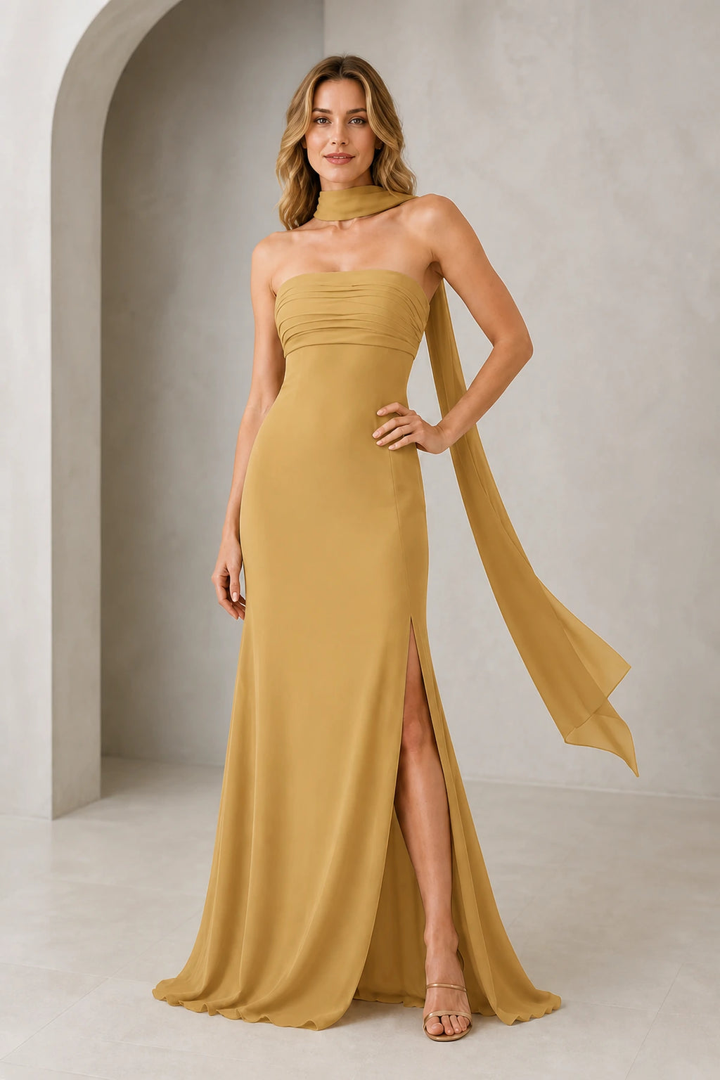 Sophisticated Sheath Straight Neck Sleeveless Zip Back Floor Length Bridesmaid Dress