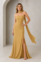 Sophisticated Sheath Straight Neck Sleeveless Zip Back Floor Length Bridesmaid Dress