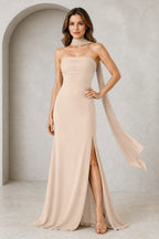 Sophisticated Sheath Straight Neck Sleeveless Zip Back Floor Length Bridesmaid Dress