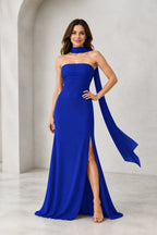 Sophisticated Sheath Straight Neck Sleeveless Zip Back Floor Length Bridesmaid Dress
