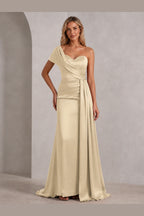 Striking Sheath Sweetheart One Shoulder Open Back Long Wedding Guest Dress