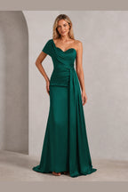Striking Sheath Sweetheart One Shoulder Open Back Long Wedding Guest Dress