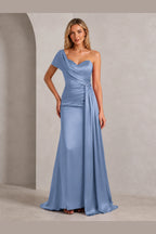 Striking Sheath Sweetheart One Shoulder Open Back Long Wedding Guest Dress