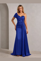 Striking Sheath Sweetheart One Shoulder Open Back Long Wedding Guest Dress
